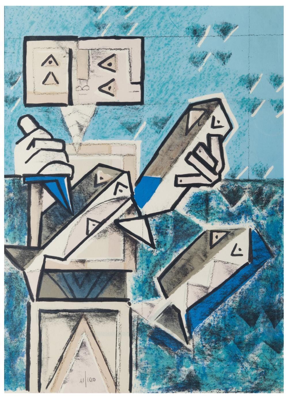 Ibrahim Kodra comparable auction result: ibrahim kodra 1918 2006 composizione astratta
