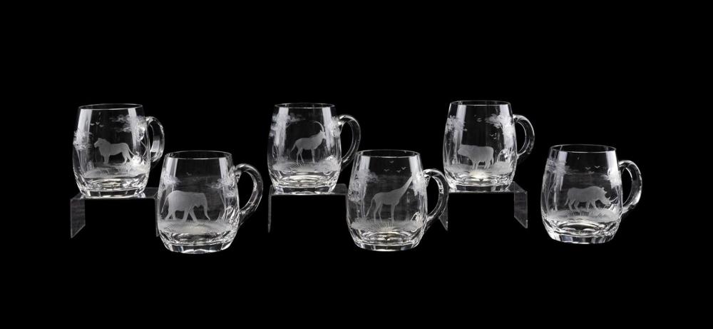 Rowland Ward comparable auction result: rowland ward six kenyan african crystal mugs