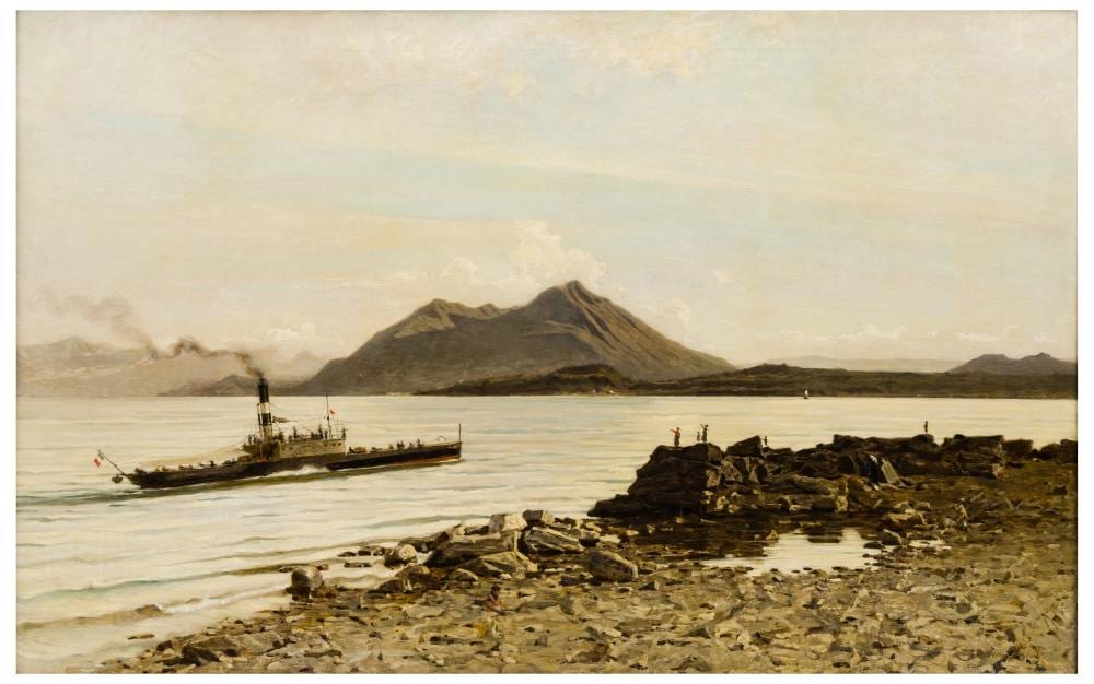Filippo Carcano comparable auction result: filippo carcano 1840 1914 il battello in partenza lago maggiore 1878 circa