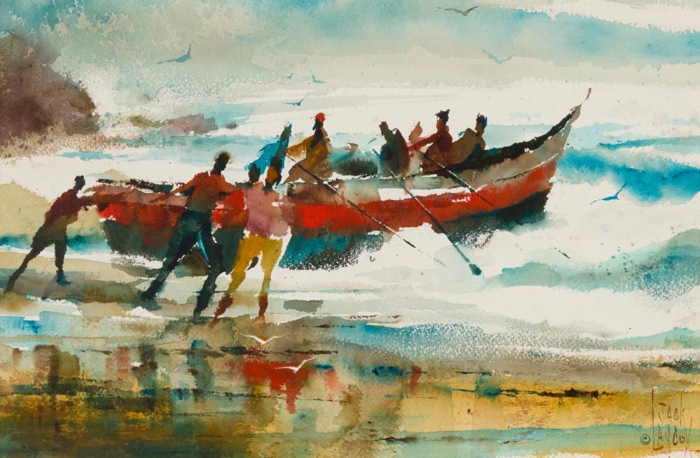 Jack Laycox comparable auction result: jack laycox 1921 1984 beach boat launch