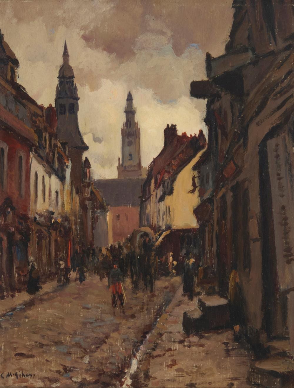 Clarence Montfort Gihon comparable auction result: clarence montfort gihon 1871 1929 parisian street scene