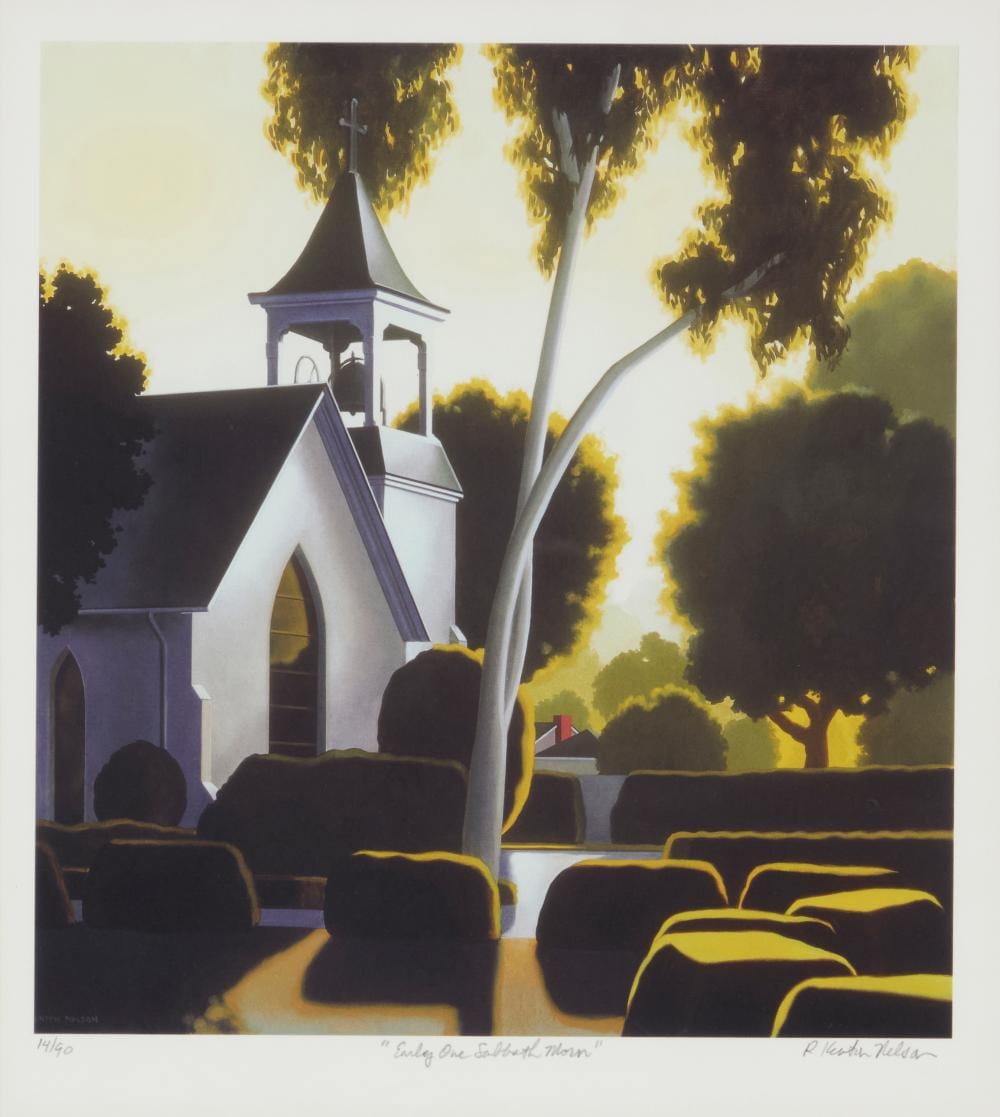 R. Kenton Nelson comparable auction result: r kenton nelson b 1954 early one sabbath morn