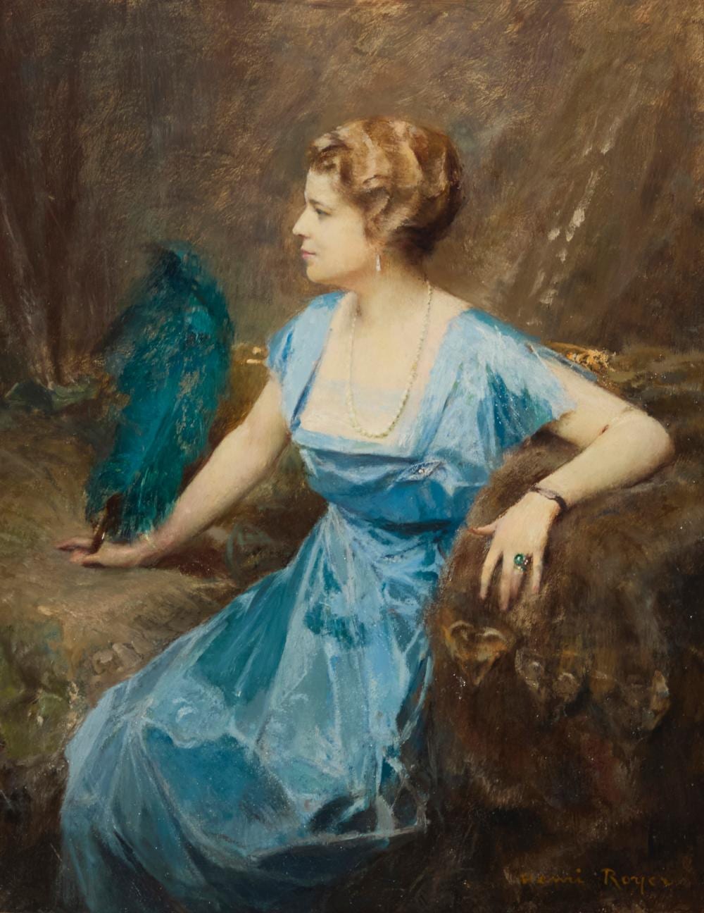 Henri Paul Royer comparable auction result: henri royer 1869 1938 woman in blue