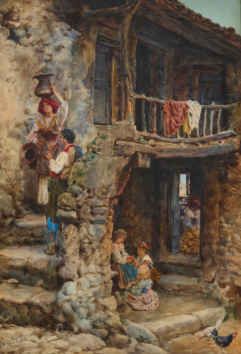 Enrico Nardi comparable auction result: enrico nardi 1864 1947 a busy afternoon 1892
