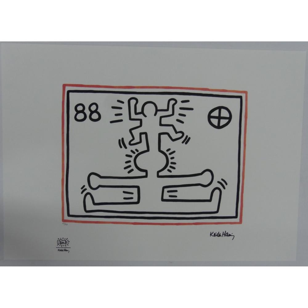 KEITH HARING 'JUMPING FIGURES' LITHOGRAPH sold by Antiques & Modern Auction Gallery, lot 943 — auction record photograph