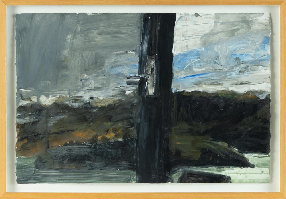 Euan MacLeod comparable auction result: euan macleod australian 1956 door rain church bay 2002 acrylic on paper 38 x 58cm framed 45 x 65cm