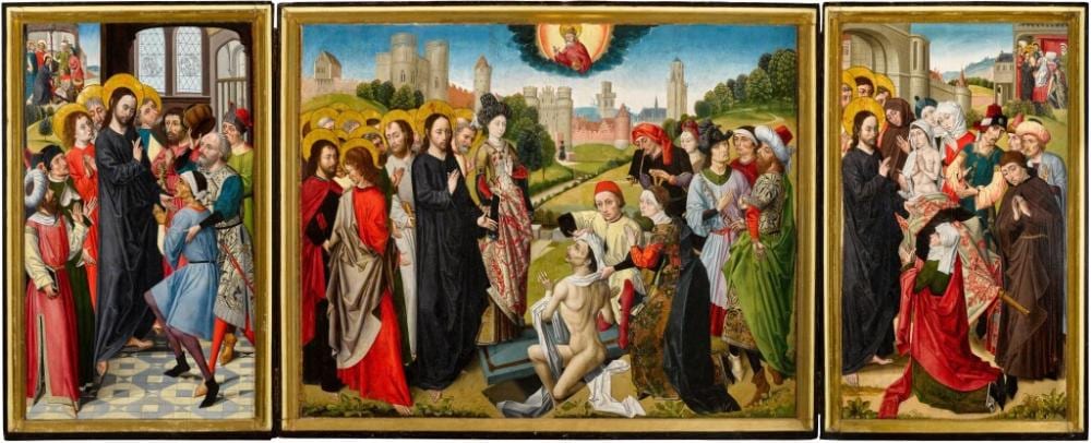 A triptych with the five miracles of Christ comparable sale