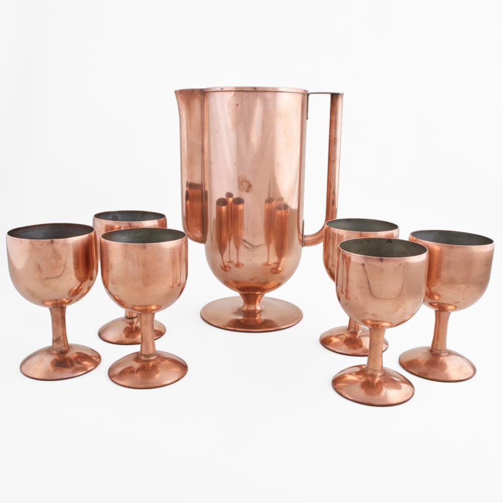 Norman Bel Geddes comparable auction result: norman bel geddes for revere copper drinkware set