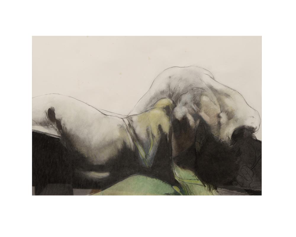 Luis Caballero (1943-1995) Desnudo. 1985 Técnica mixta Medidas: 51.5 x 73 cm comparable sale