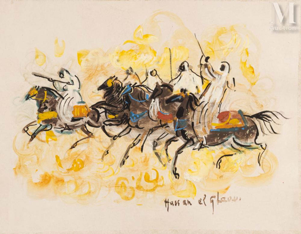Hassan el Glaoui comparable auction result: hassan el glaoui morocco 1923 2018 the charge of the horsemen