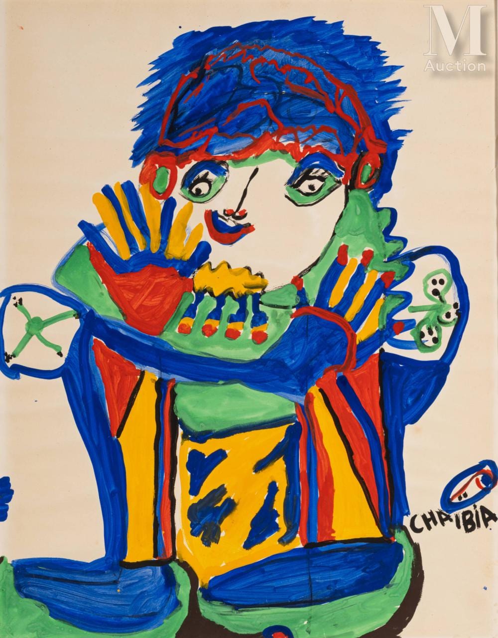 Chaibia comparable auction result: chaibia tallal morocco 1929 2004 clown circa 1983