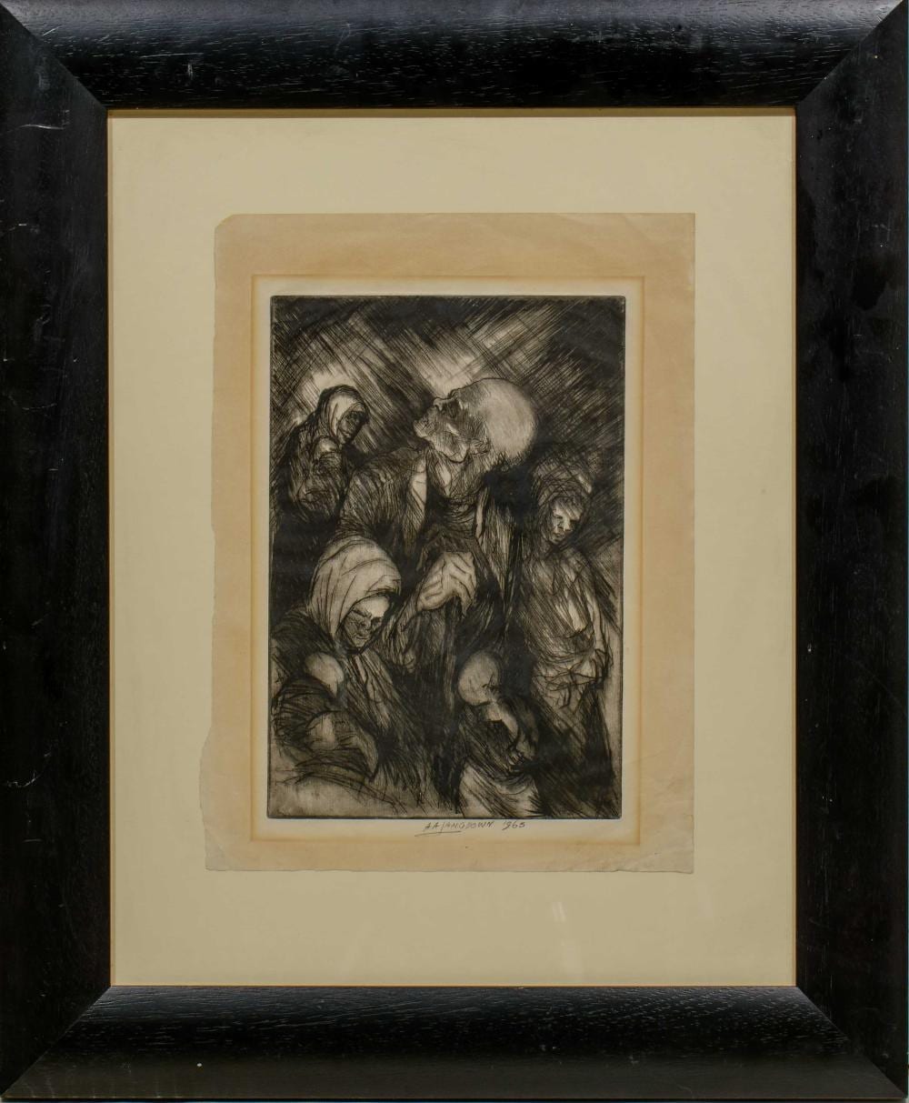 Amos Langdown comparable auction result: amos langdown sa 1930 2006 etching figures signed dated 1965 in pencil 38 x 28 sheet size