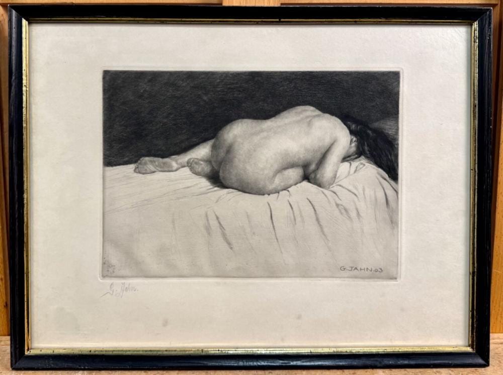 Georg (1869) Jahn comparable auction result: georg jahn 1869 meissen 1941 loschwitz radierung die reue weiblicher akt 1903 georg jahn 1869 meissen 1941 loschwitz etching repentance female nude 1903