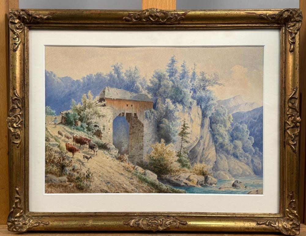 Anton Doll comparable auction result: anton doll 1826 m nchen 1887 ebda zeichnung alpenl ndische landschaftsszene anton doll 1826 munich 1887 ibid drawing alpine landscape scene