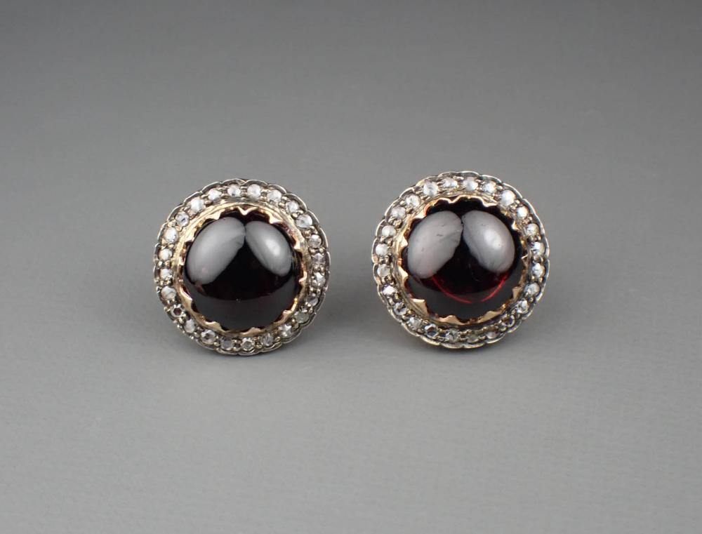 PAIR OF ANTIQUE GARNET & DIAMOND EARRINGS WITH APPRAISAL sold by O'Gallerie, lot 217 — auction record photograph