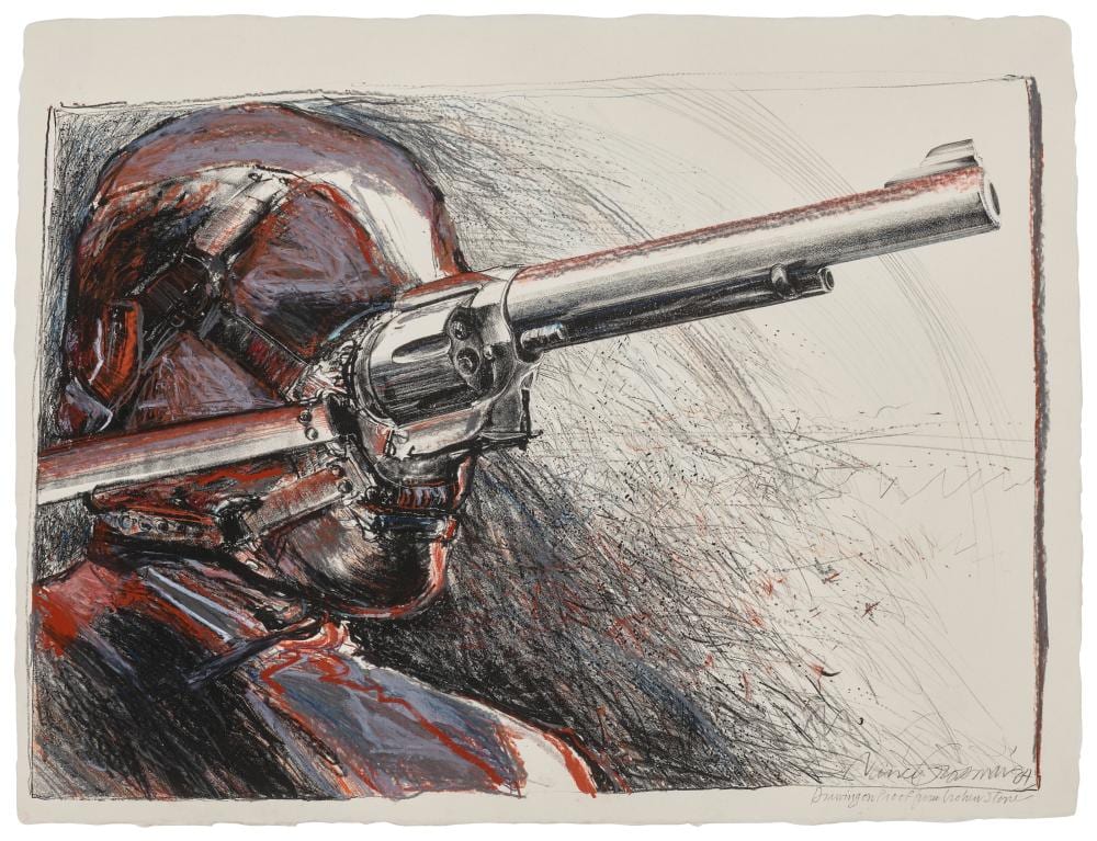 Nancy Grossman comparable auction result: nancy grossman b 1940 gunhead pastel crayon and graphite on paper20 x