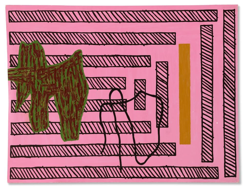 Jonathan Lasker comparable auction result: jonathan lasker b 1948 primordial teenage oil on canvas60 x 77 in