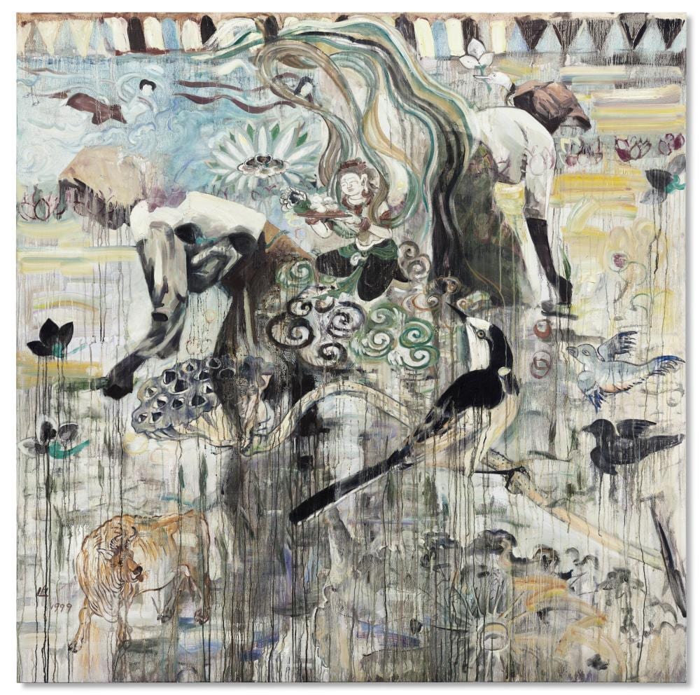 Hung Liu comparable auction result: hung liu 1948 2021 rice culture iii oil on canvas80 x 80 in 204 5