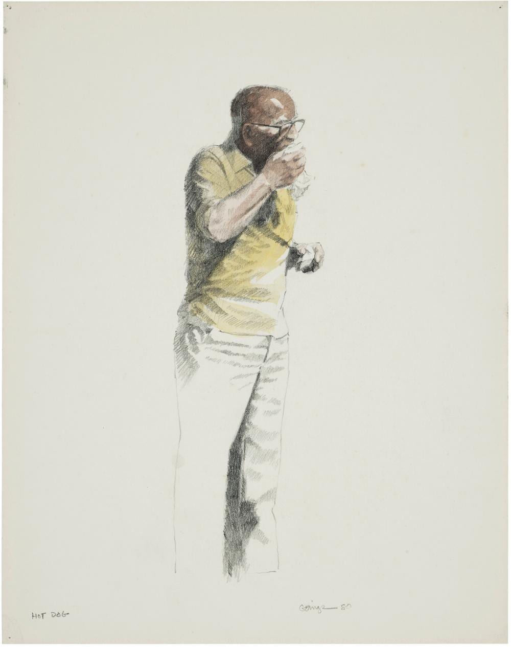 Ralph Goings comparable auction result: ralph goings 1928 2016 hot dog watercolor and graphite on paper14 x 11