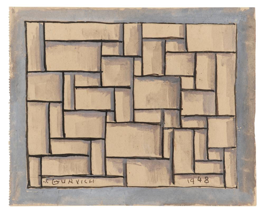 José Gurvich comparable auction result: jos gurvich 1927 1974 constructivo gouache on paper4 x 6 in 12 1 x