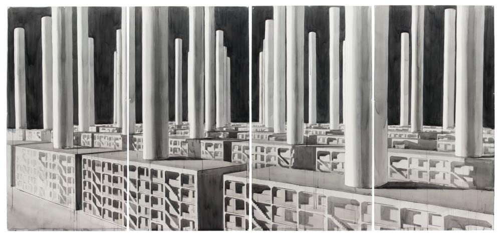 Alexandre Arrechea comparable auction result: alexandre arrechea b 1970 alamar watercolor on paper in four partsins
