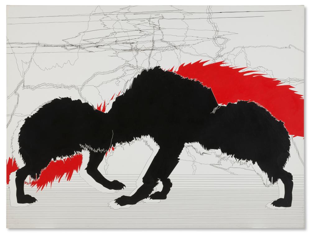 Carlos Amorales comparable auction result: carlos amorales b 1970 manimal oil on canvas58 7 8 x 78 in 149 6 x