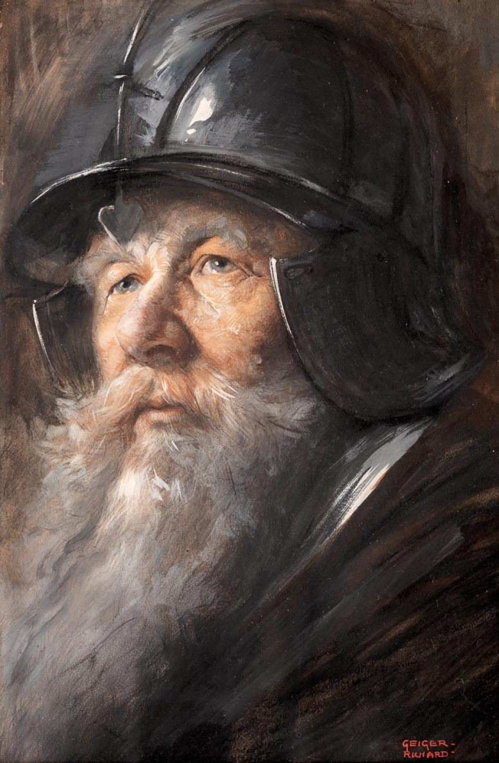 Richard Geiger comparable auction result: richard geiger vienna 1870 budapest 1945 man with a helmet