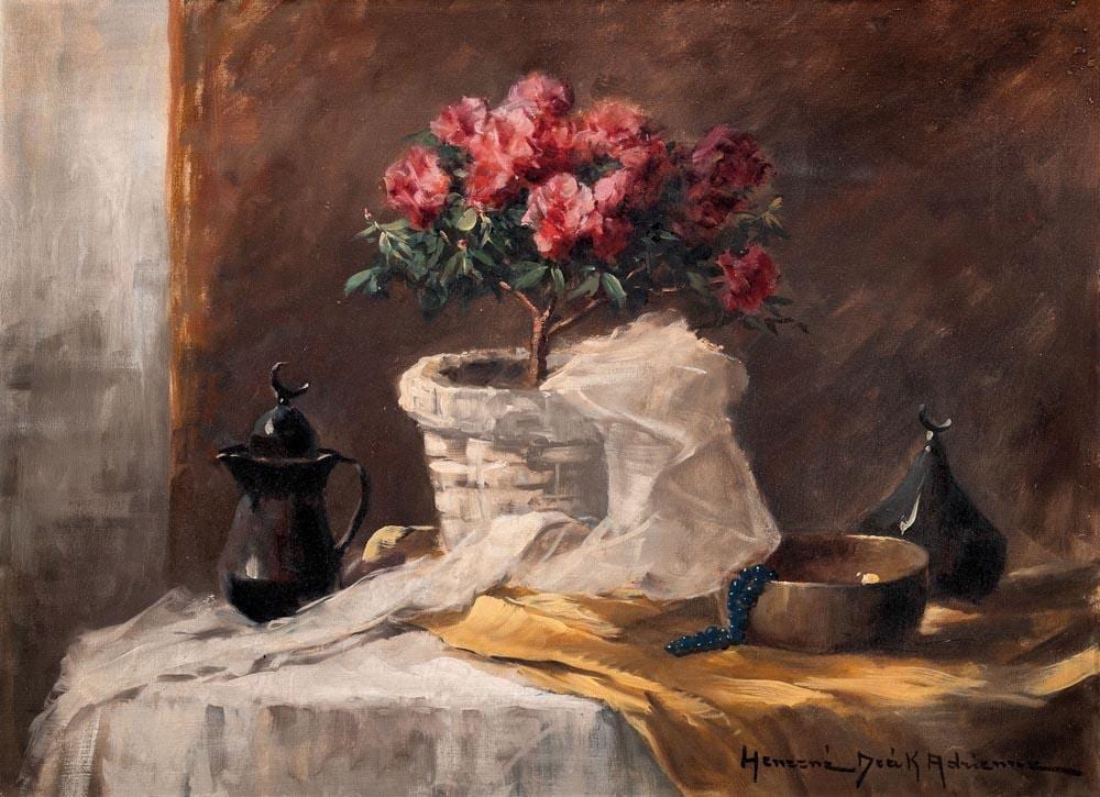 Adrienne Henczné Deák comparable auction result: adrienne henczn de k budapest 1890 budapest 1956 still life with potted flowers