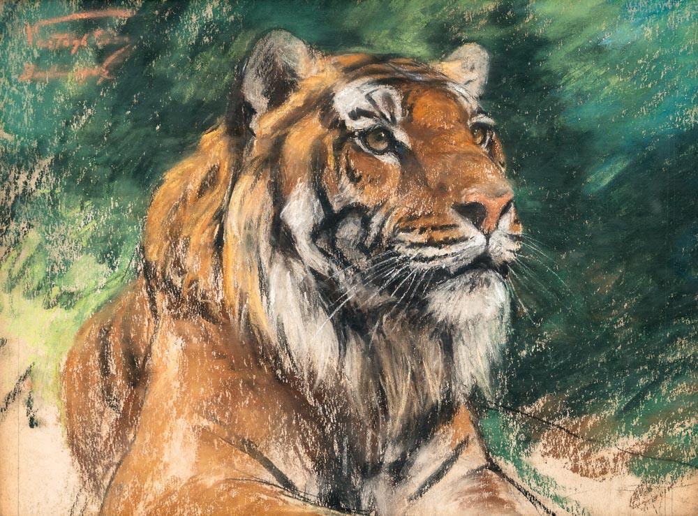 g za vastagh cluj napoca 1866 budapest 1919 tiger 1917 · Nagyhazi Gallery and Auction House · 2025-12-10 Géza Vastagh comparable auction result: g za vastagh cluj napoca 1866 budapest 1919 tiger 1917