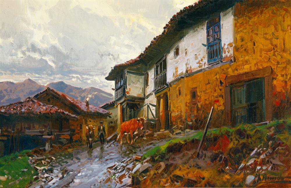 Miguel Acevedo comparable auction result: miguel acevedo lopera ja n 1947 village 1986 oil on canvas signed in the lower right corner