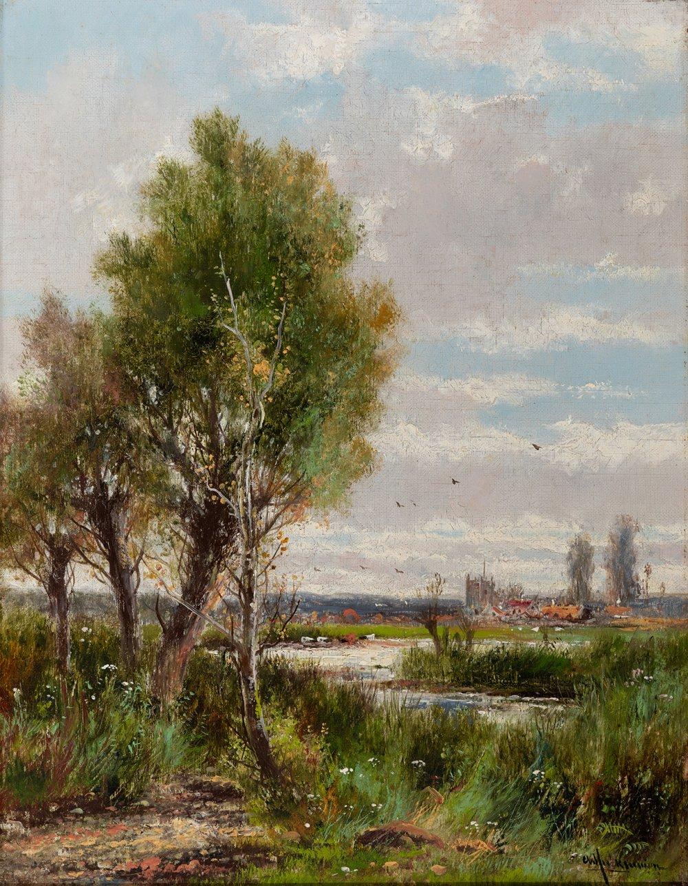 Abraham Hulk comparable auction result: abraham hulk london 1813 holland 1897 landscape oil on canvas relined signed in the lower right corner it presents repainting