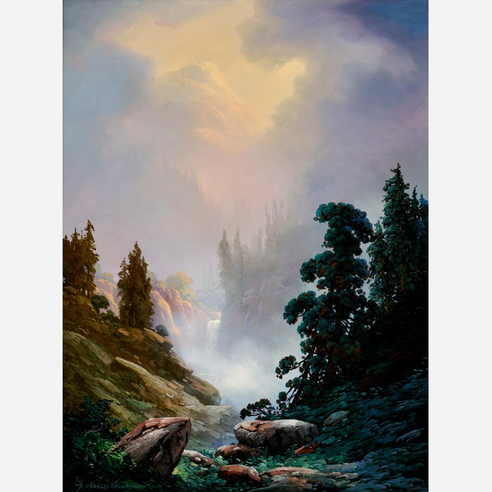 Charles Rhinehart comparable auction result: charles rhinehart mountain in the morning mist oil on board