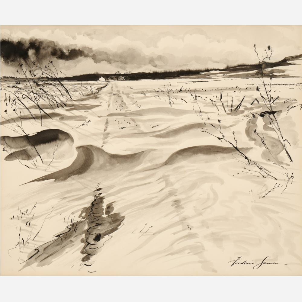 Frederic James comparable auction result: frederic james watercolor landscape