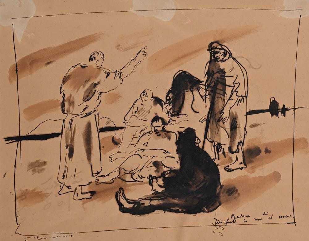 Felice Carena comparable auction result: felice carena cumiana 1879 venice 1966 a priest preaching by the sea