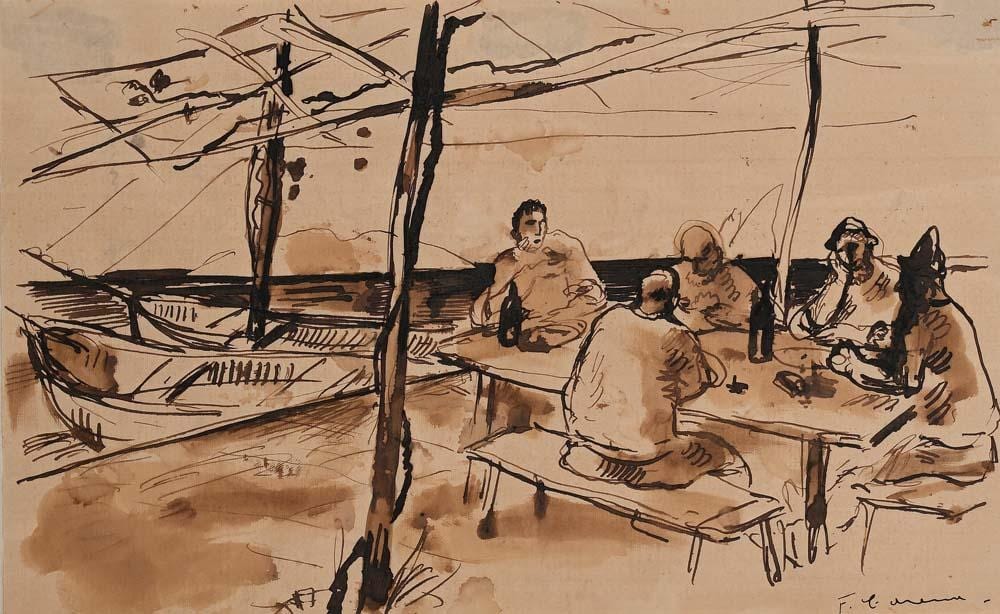 Felice Carena comparable auction result: felice carena cumiana 1879 venice 1966 fishermen resting on the seashore