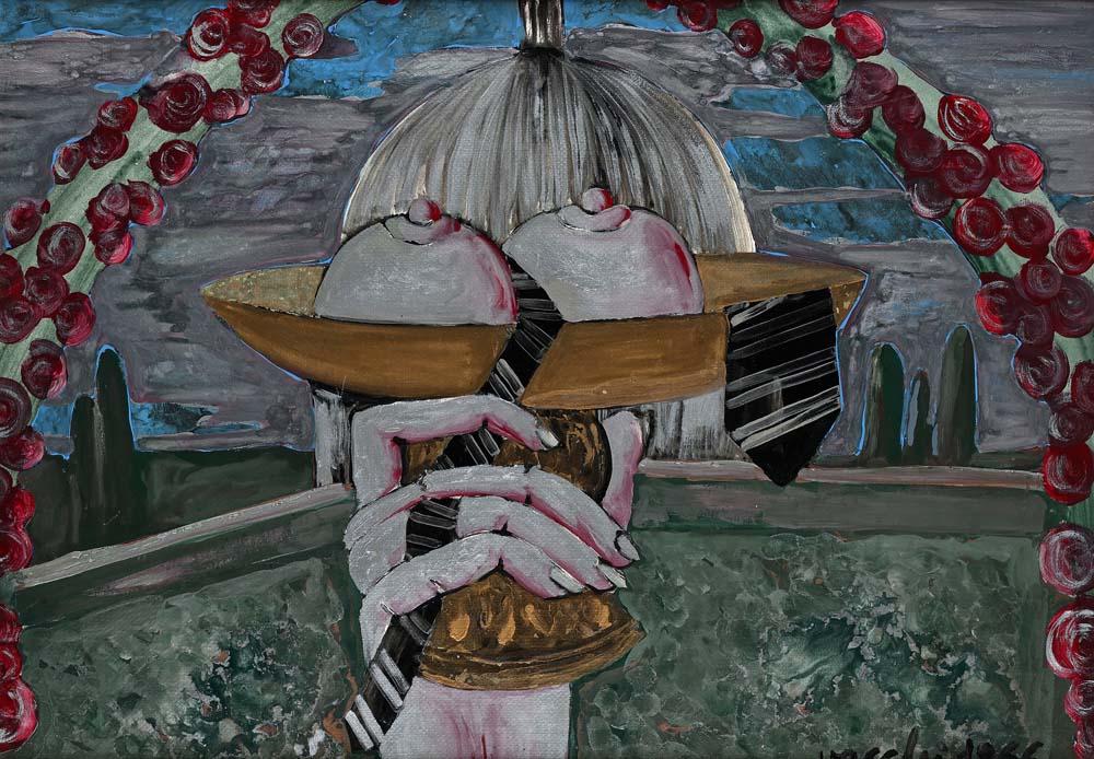 Sergio Vacchi comparable auction result: sergio vacchi castenaso 1925 siena 2016 untitled allegory of saint agatha 1966