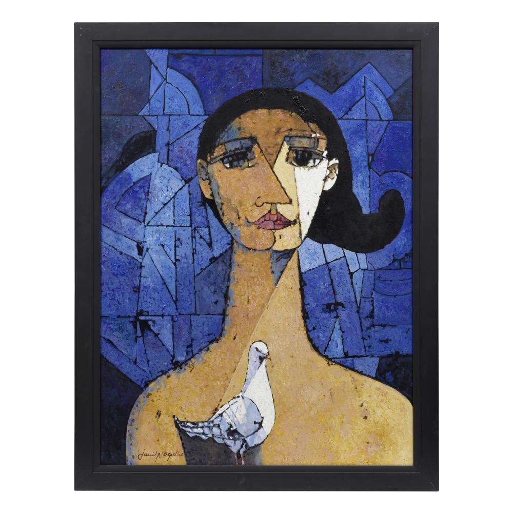 Jamil Naqsh comparable auction result: jamil naqsh 1939 2019 untitled woman with pigeon