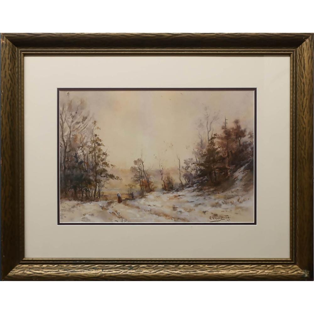 Georges Chavignaud comparable auction result: georges chavignaud canadian 1865 1944 untitled figures on a snowy roadway