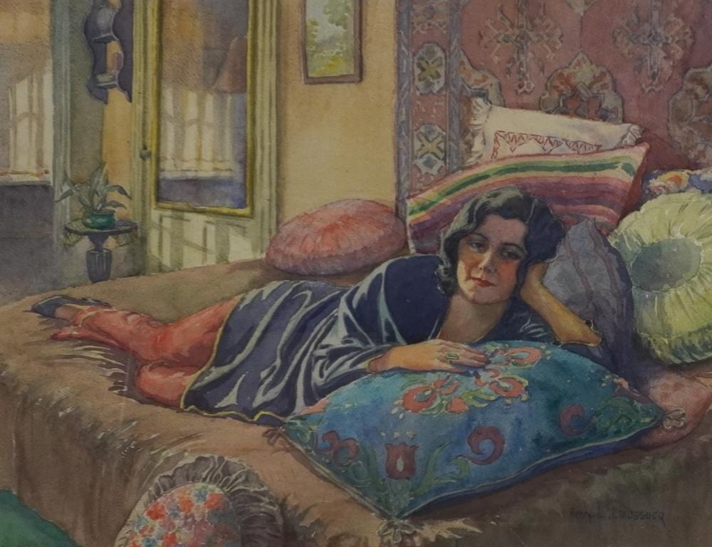 Henri Cornelis Gerard Marie Verstijnen comparable auction result: henri henry l laussucq american french 1882 1975 reclining woman watercolor signed l r frame 29 3 4 x 36 in 75 6 x 91 4 cm