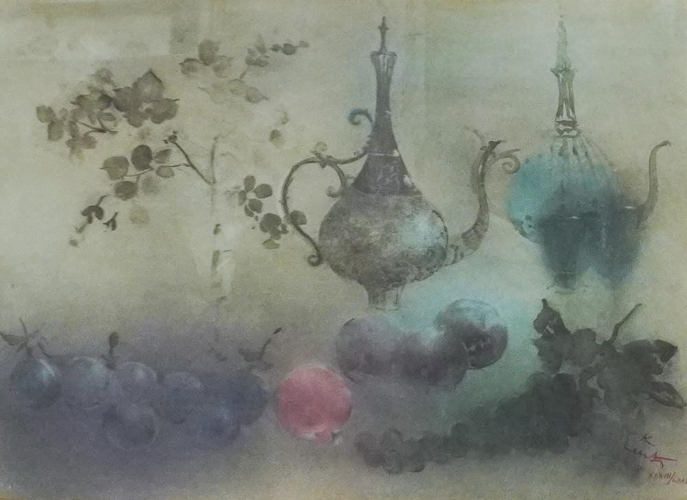 kaiko moti indian 1921 1989 tabletop still life etching and aquatint signed and numbered xxxvii lxxv frame 35 1 2 x 43 in 90 2 x 109 2 cm · Weschler's · 2025-12-02 Kaiko Moti comparable auction result: kaiko moti indian 1921 1989 tabletop still life etching and aquatint signed and numbered xxxvii lxxv frame 35 1 2 x 43 in 90 2 x 109 2 cm