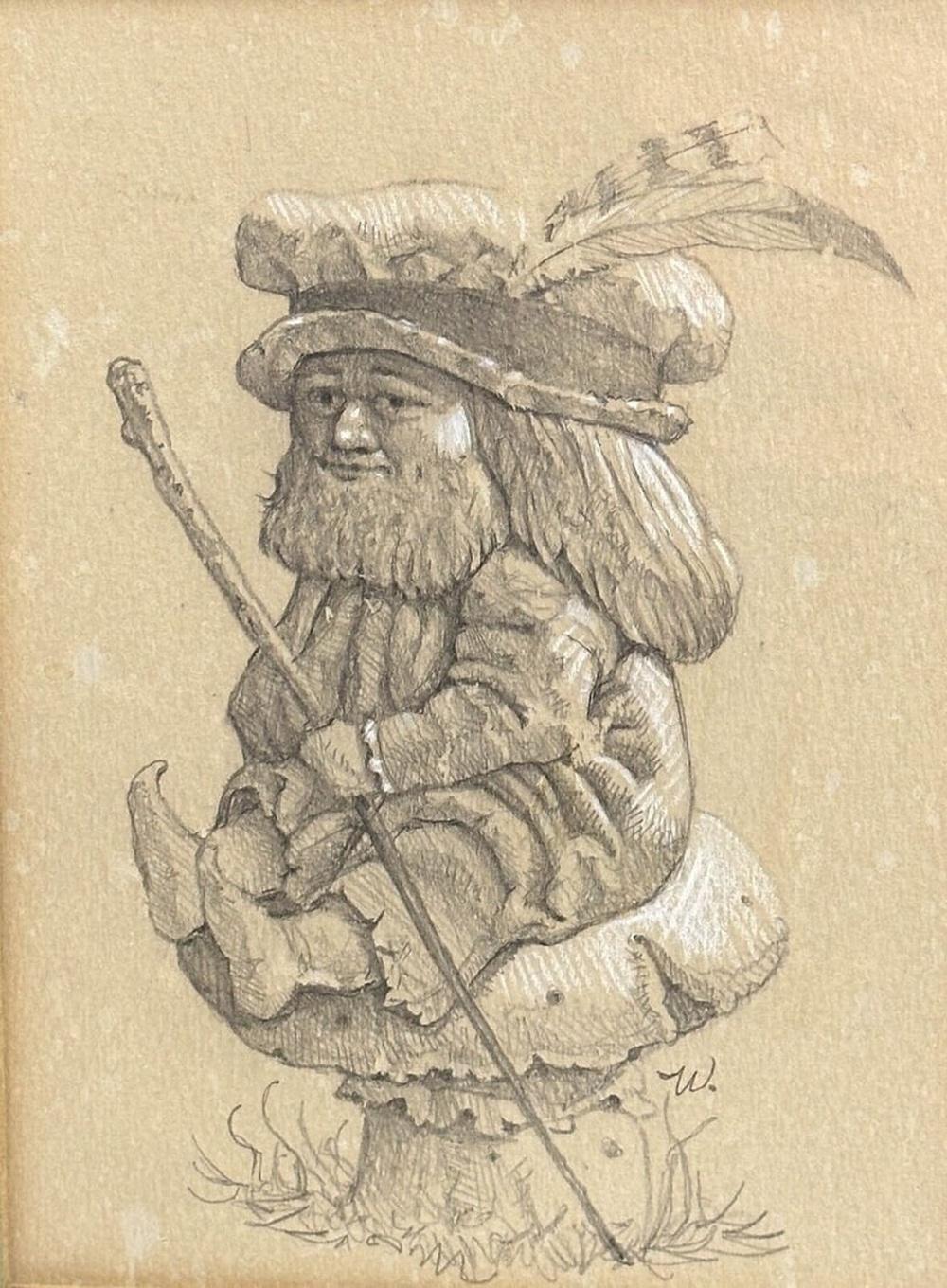 Werner Wildner comparable auction result: werner wildner german us 20th c graphite drawing gnome framed
