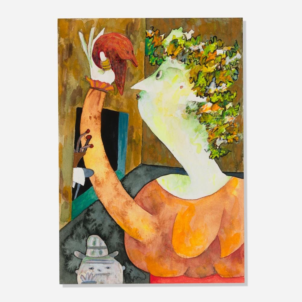 Gladys Nilsson comparable auction result: gladys nilsson eye to eye with a red bird