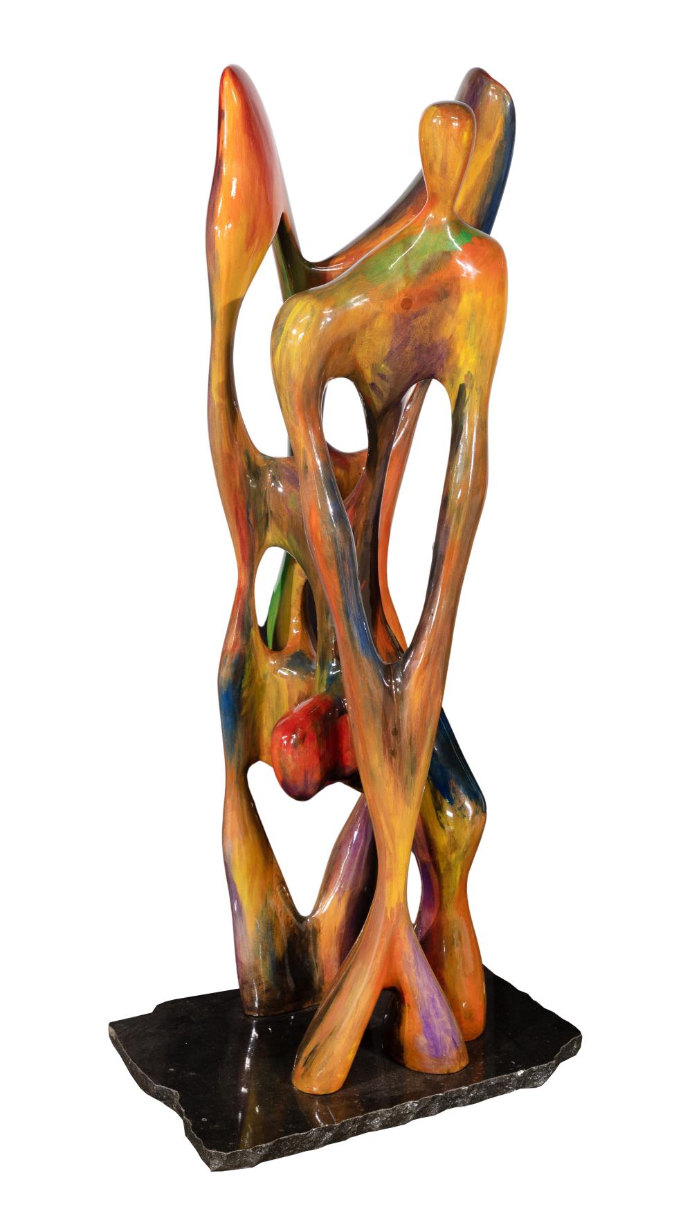 Clement Lemieux comparable auction result: clement lemieux french b 1946 l ange de l amour lacquered wood sculpture