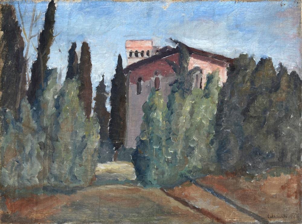 Giovanni Colacicchi comparable auction result: giovanni colacicchi anagni 1900 firenze 1992 casolare in campagna