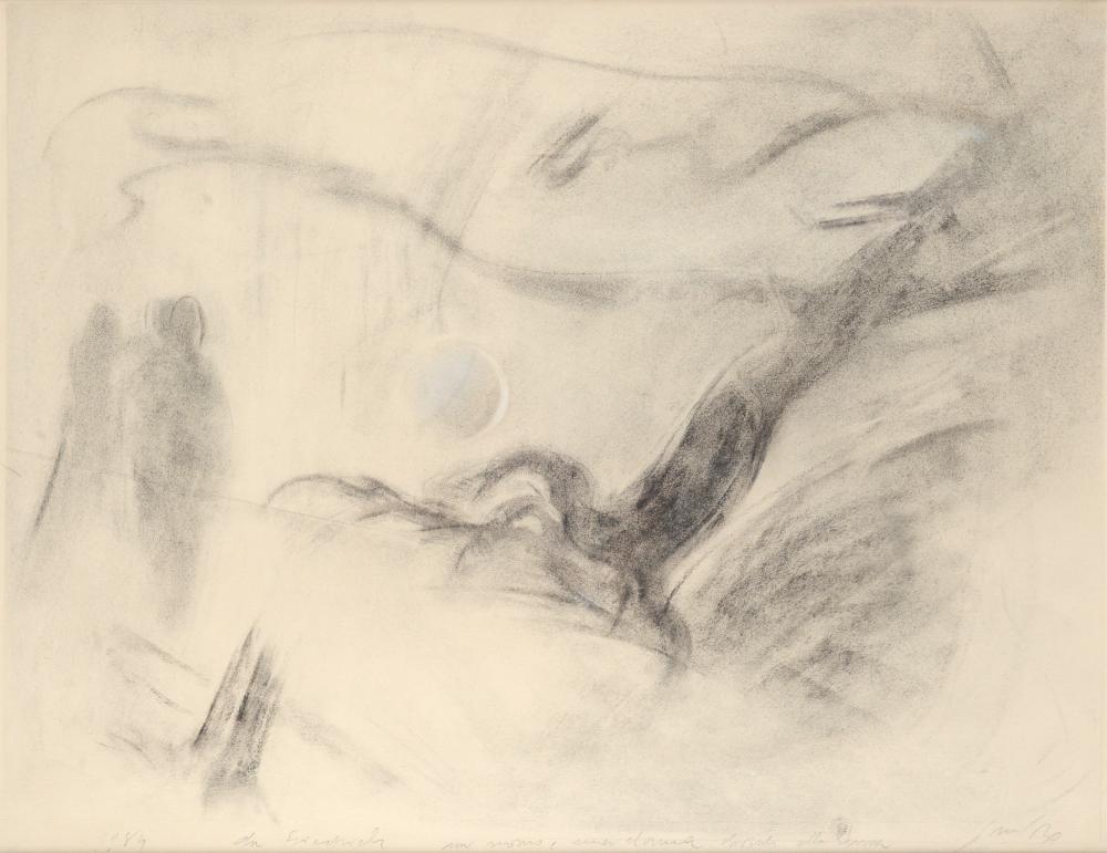 Piero Guccione comparable auction result: piero guccione scicli 1935 2018 da friedrich un uomo e una donna davanti alla luna 1984