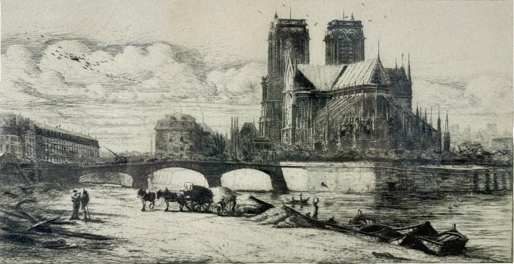 Charles Meryon comparable auction result: charles meryon l apsis de notre dame etching