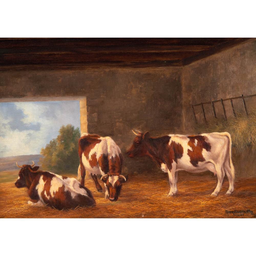 Henry Harold Vickers comparable auction result: henry harold vickers 1851 1918 cows in a barn 1909
