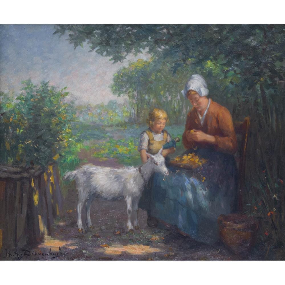 Hendricus Antonius Dievenbach comparable auction result: hendricus antonius dievenbach 1872 1946 mother child and goat 1919