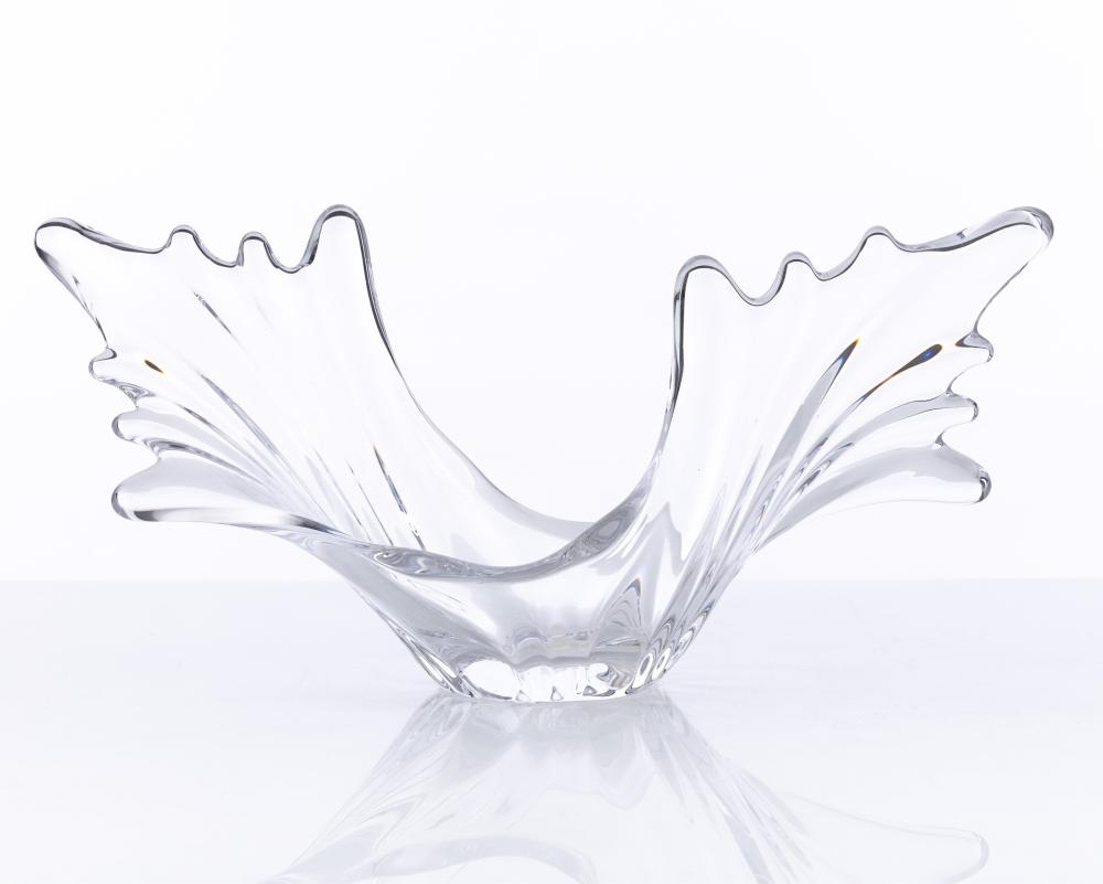 Vintage Mid Century Modern French Art Glass Crystal Centrepiece Bowl / Vase. Stunning Clear Glass In A Abstract Wave / Splash Form. Pictures Don’t Do It Justice. In Excellent Condition. Circa 1960's-70's sold by Lawsons, lot 29 — auction record photograph