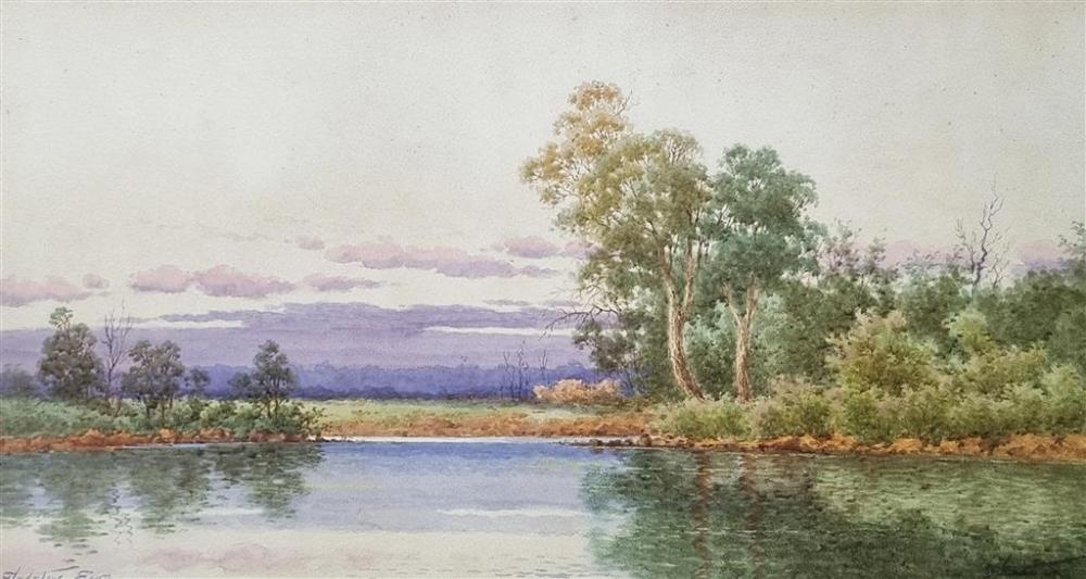 Gladstone Eyre comparable auction result: gladstone eyre 1863 1933 untitled edge of the lake watercolour signed lower left 30 5 x 58 cm